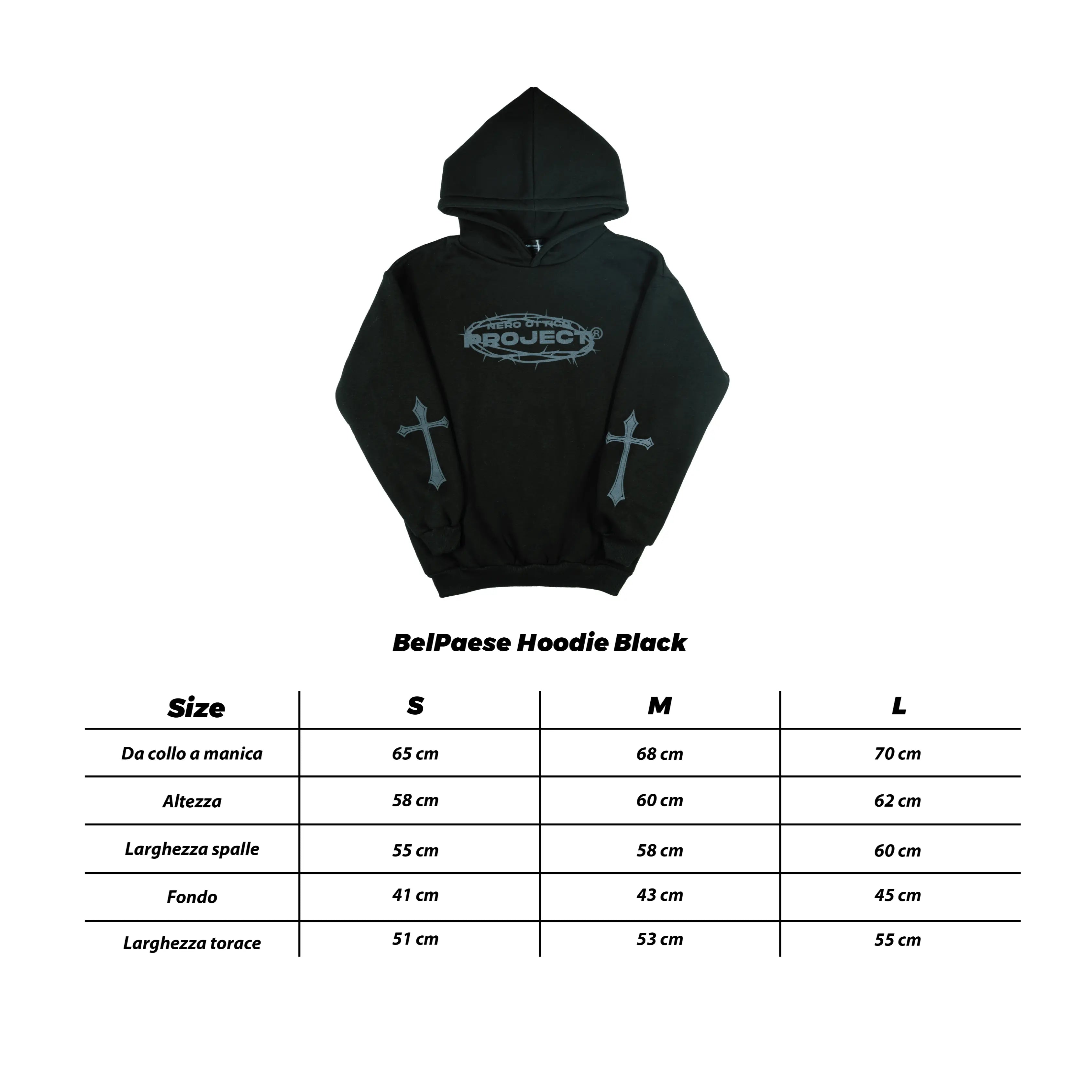 Bel Paese Hoodie Black Nero Ottico