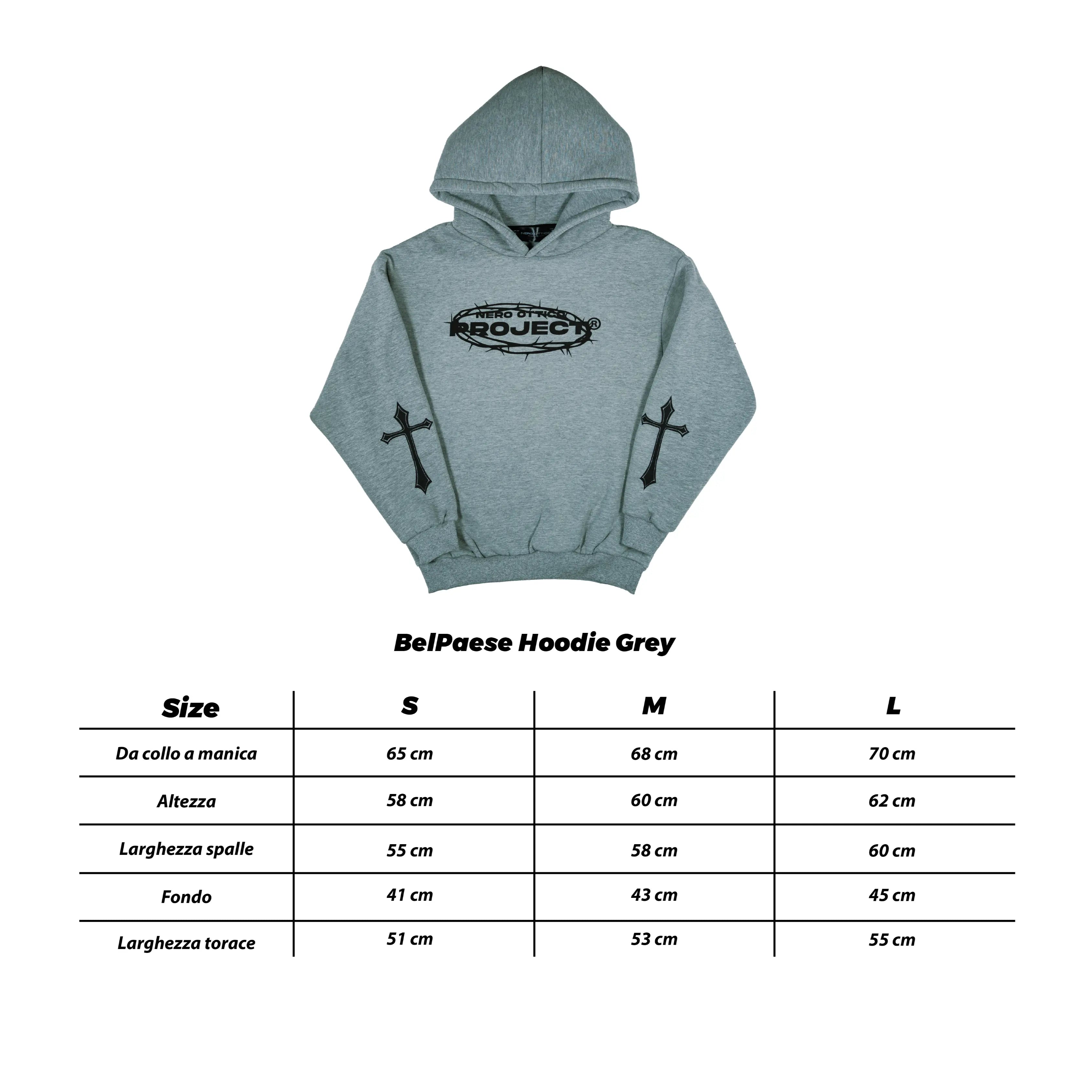 Bel Paese Hoodie Grey Nero Ottico