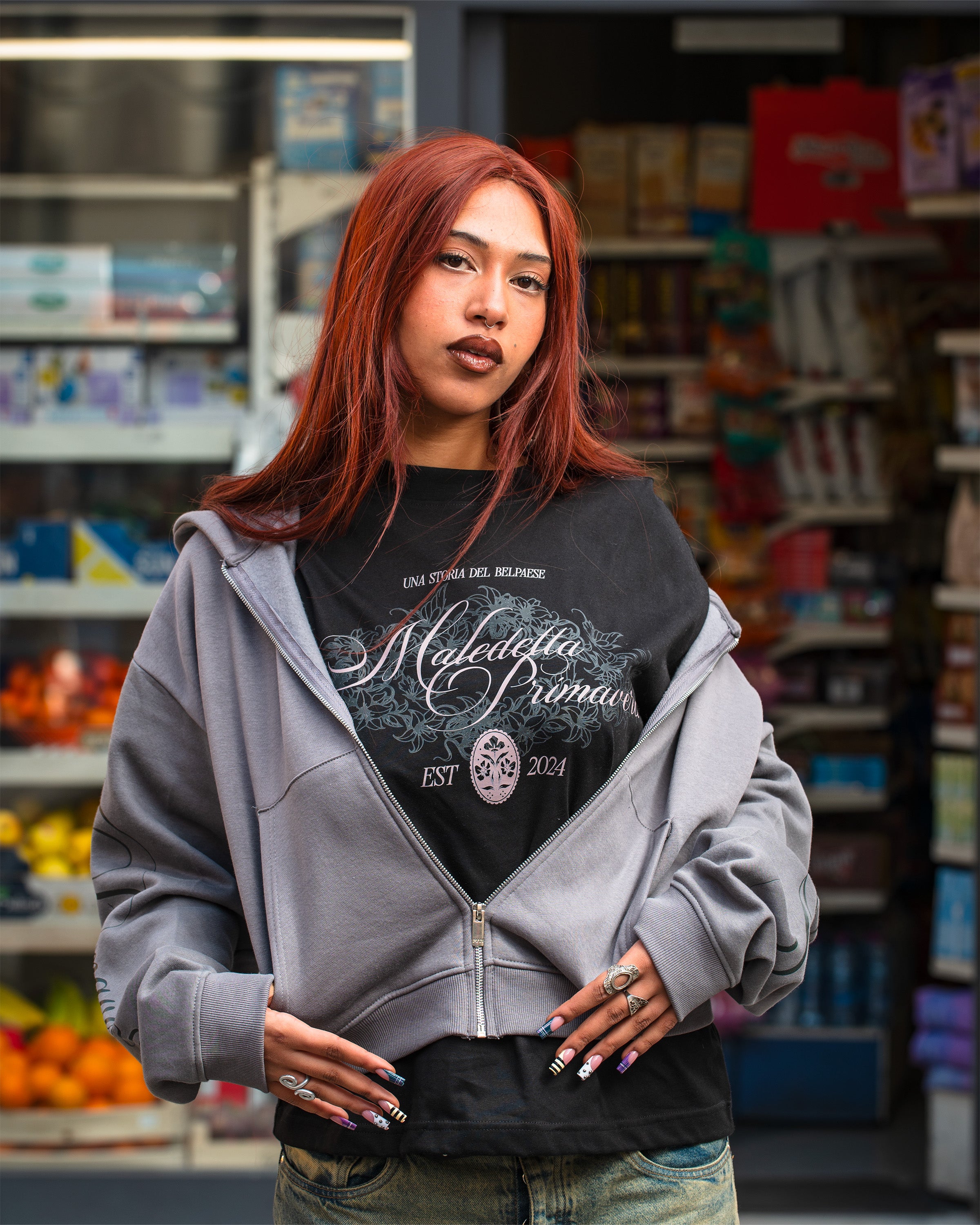 Dannata Zip Hoodie Light Grey