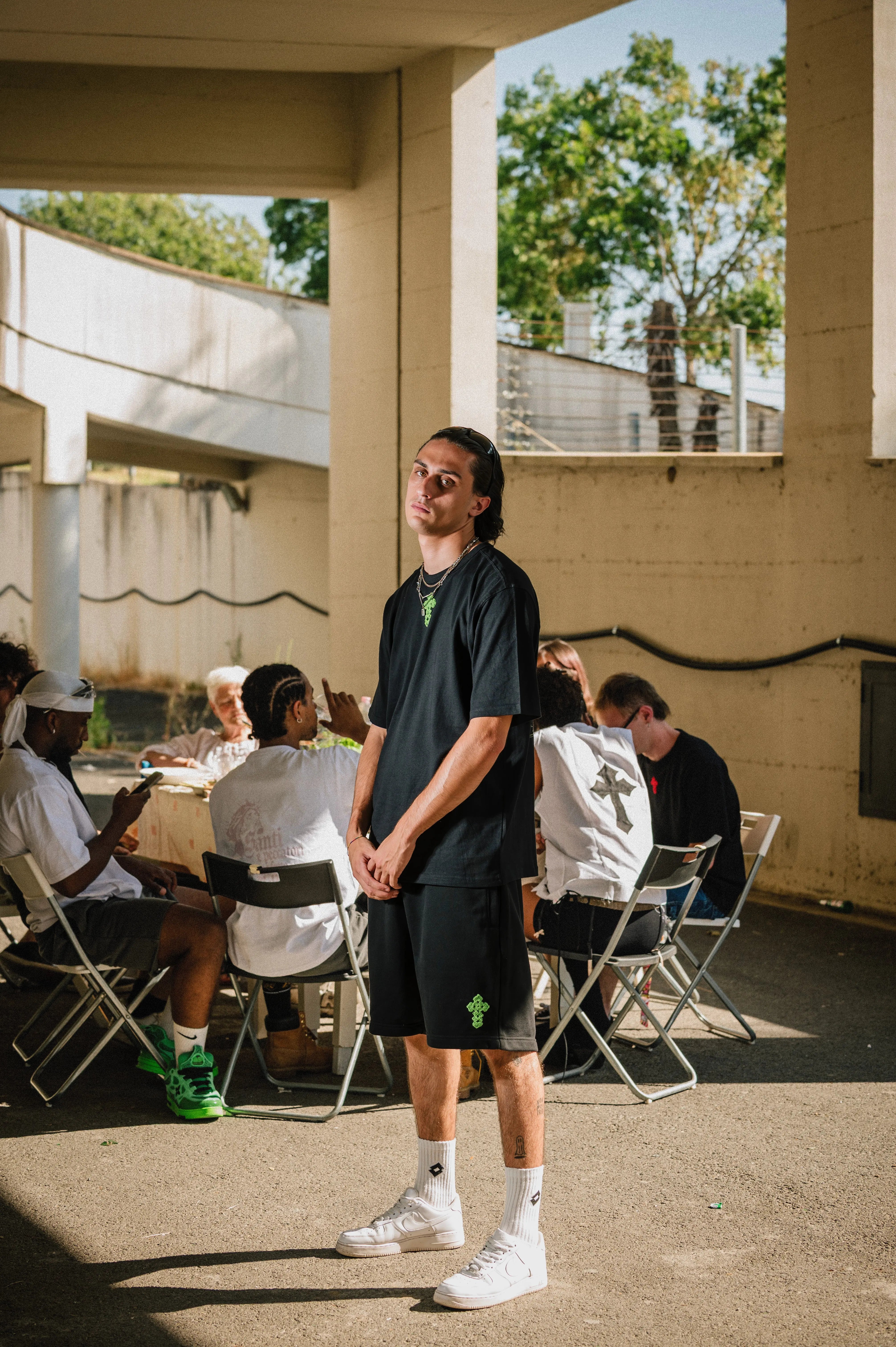 Box Logo Crochet Shorts Nero Ottico