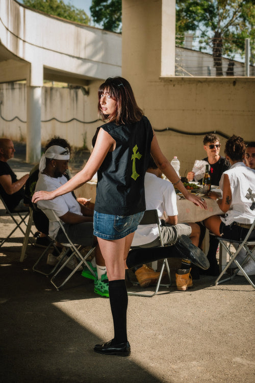 Dissestred Cross Shirt - Cropped Fit Nero Ottico