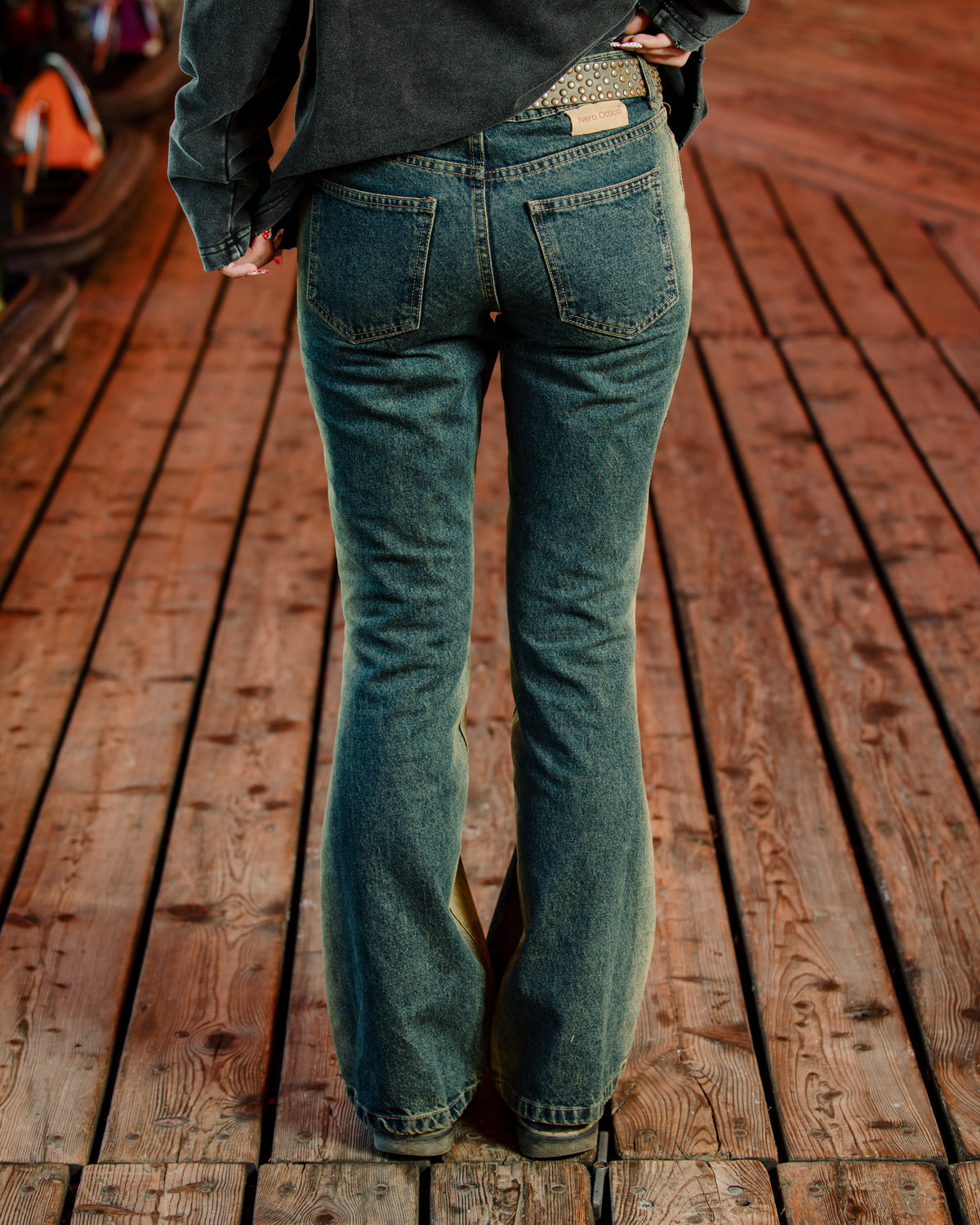 Purano Flare Washed Blue Jeans