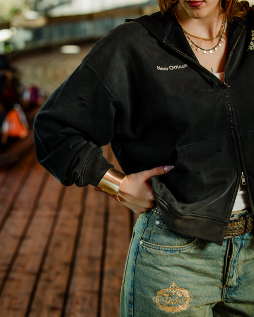 Kala Zip Hoodie Washed Black