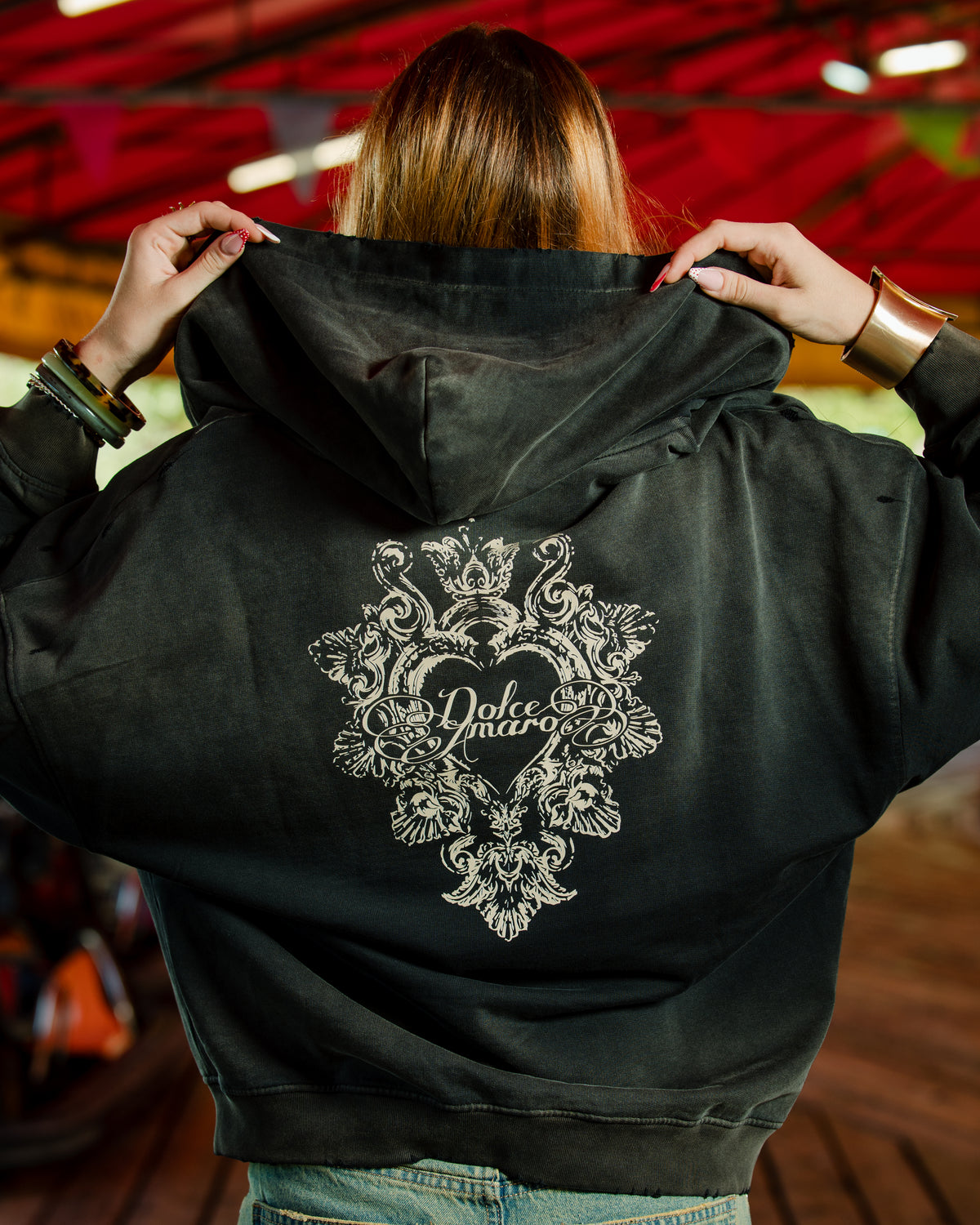 Kala Zip Hoodie Washed Black