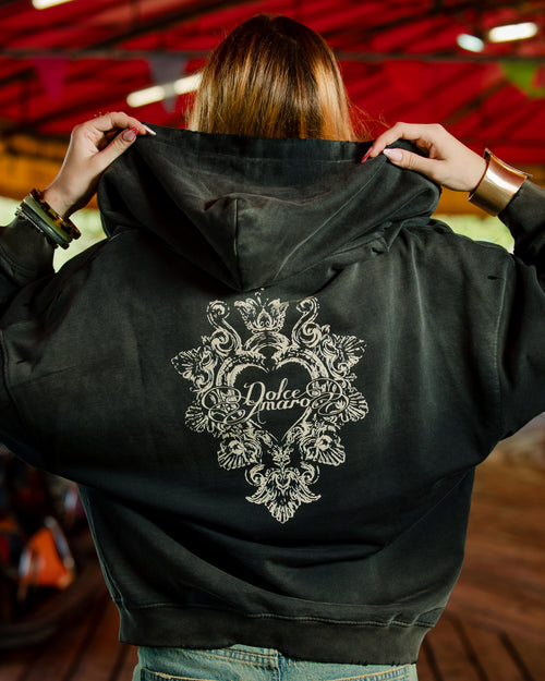 Kala Zip Hoodie Washed Black