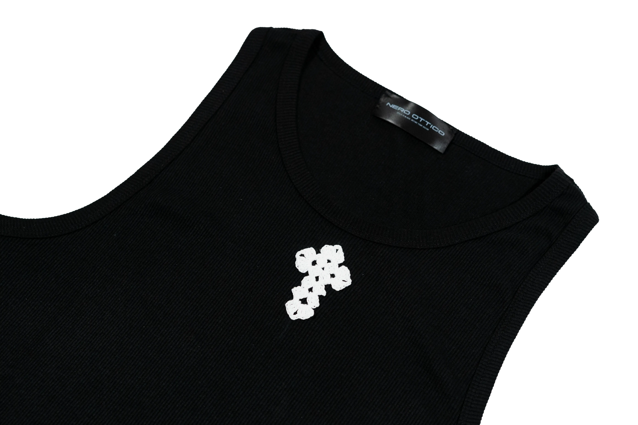 Tank-Top Crochet Cross Nero Ottico
