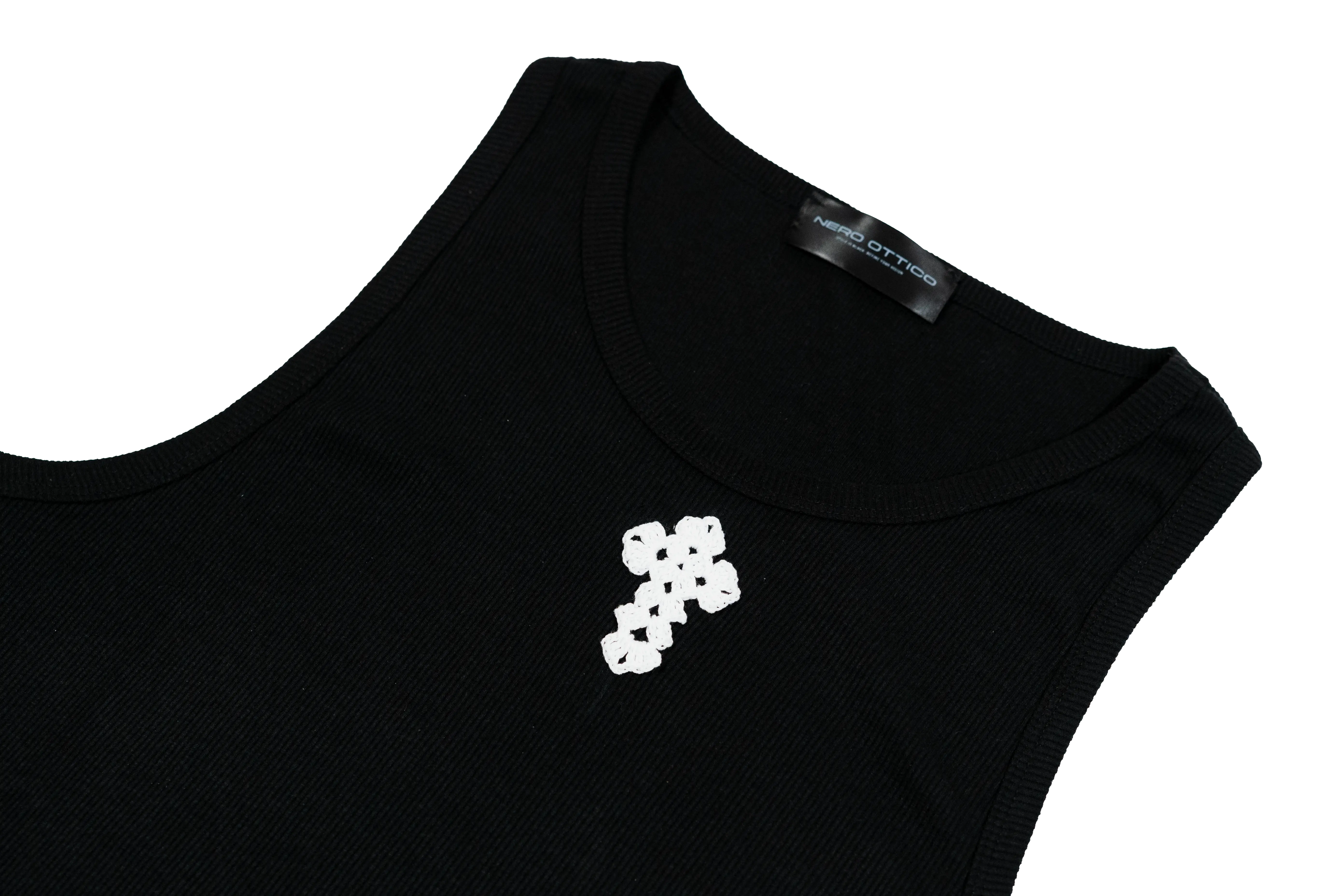Tank-Top Crochet Cross Nero Ottico
