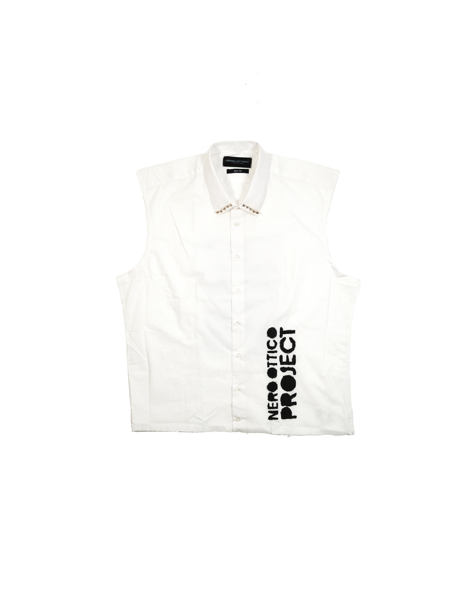 Distressed Cross Shirt - Cropped Fit White