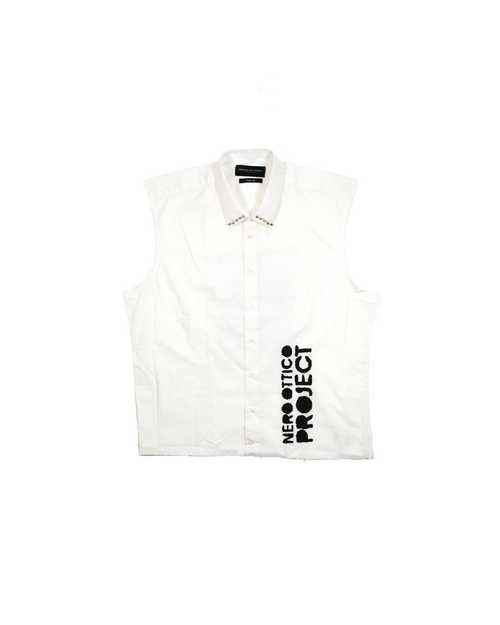 Distressed Cross Shirt - Cropped Fit White