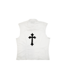 Distressed Cross Shirt - Cropped Fit White