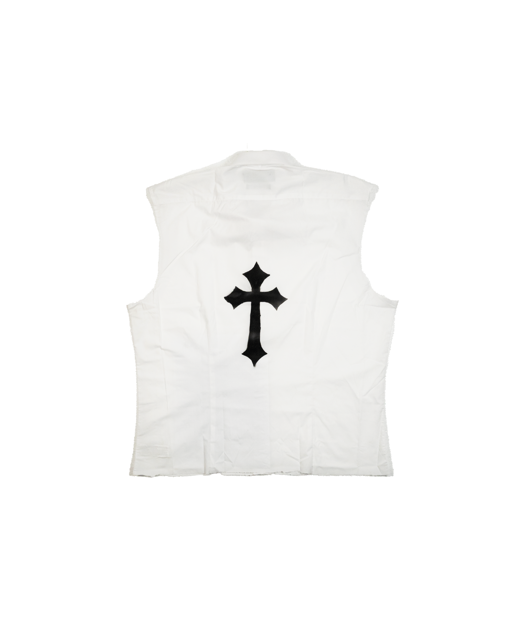 Distressed Cross Shirt - Cropped Fit White