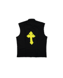 Distressed Cross Shirt - Cropped Fit Black