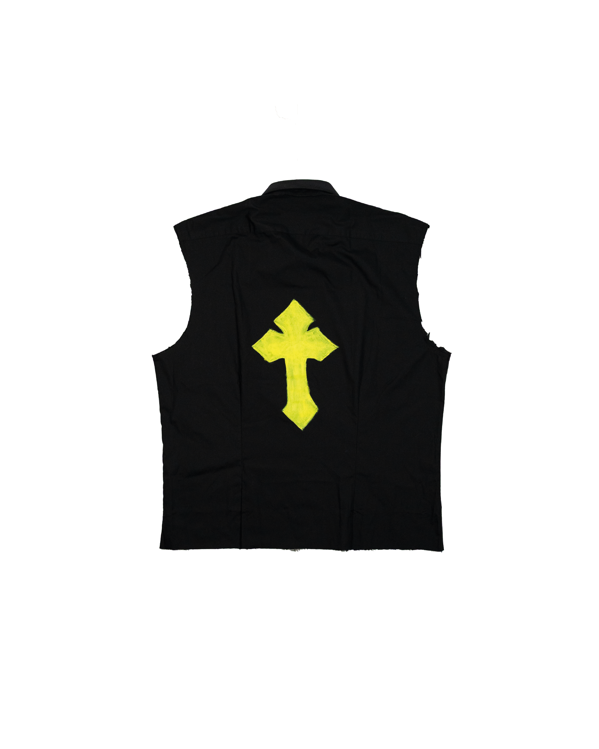 Distressed Cross Shirt - Cropped Fit Black