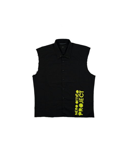 Distressed Cross Shirt - Cropped Fit Black