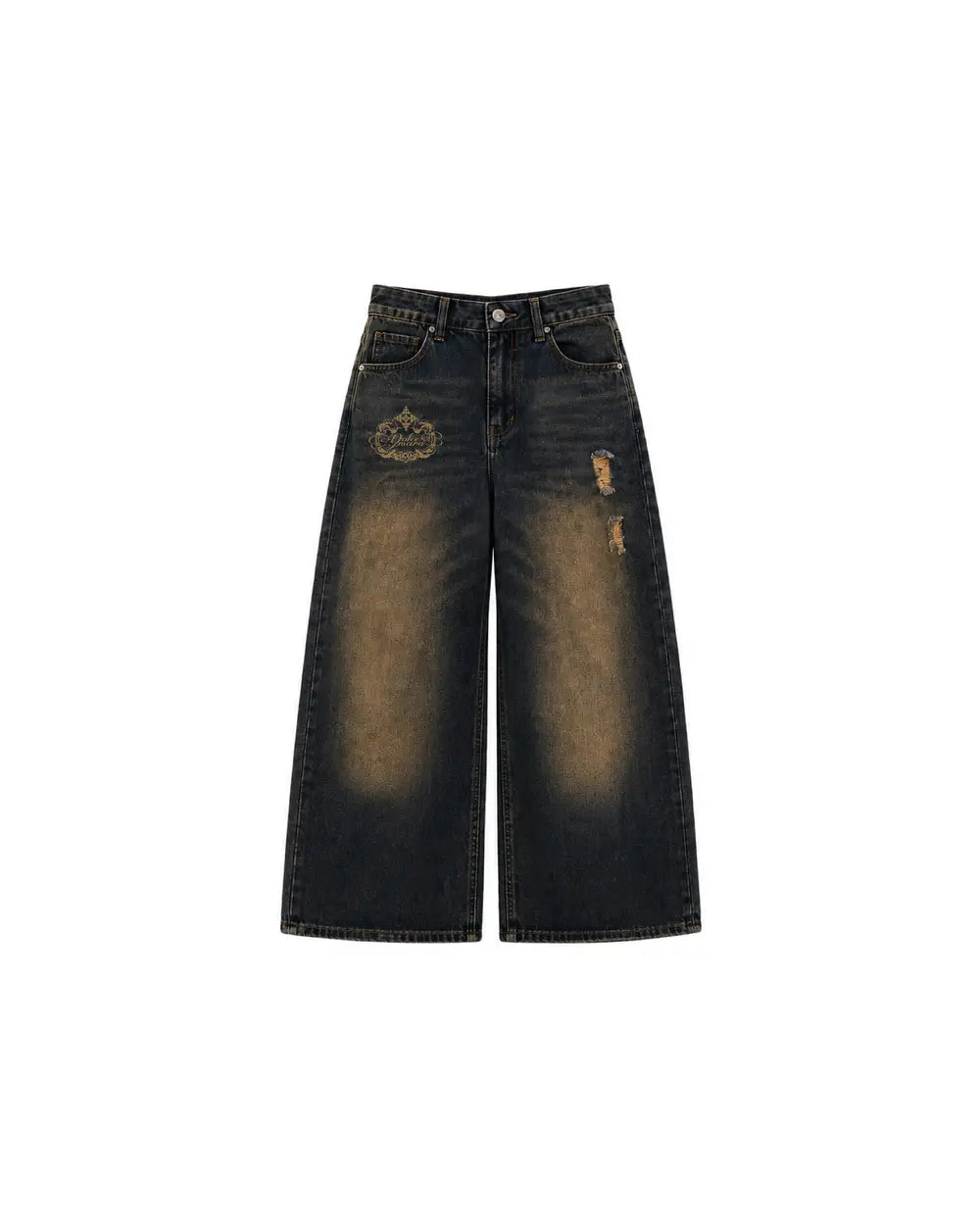 Veseli Distressed Baggy Jeans - Dark Blue